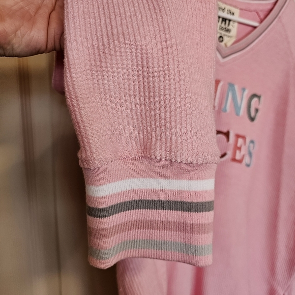 Jadelynn Brooke Going Places Millennial Pink Corded Sweetshirt Embroidered - Picture 5 of 7